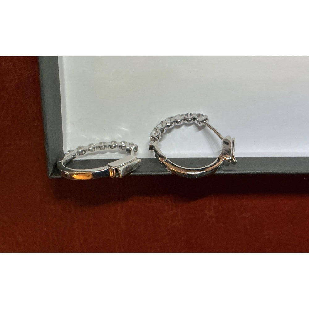 Diamond Sterling Silver Hoop Earrings, tension set, 1.10 carats - Picture 10 of 14